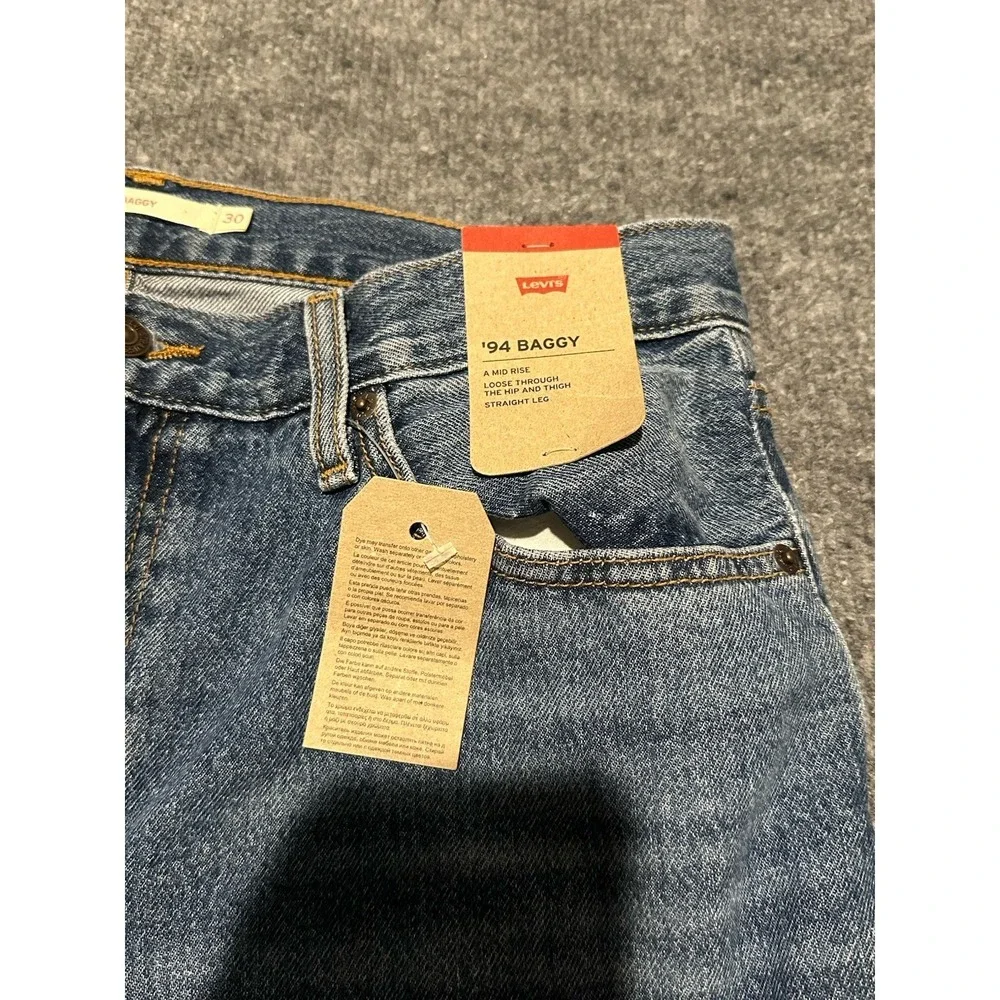Levis 94 Baggy Wide Leg Jeans Mens 30x31 Blue  Denim Zip Fly  Pants NWT